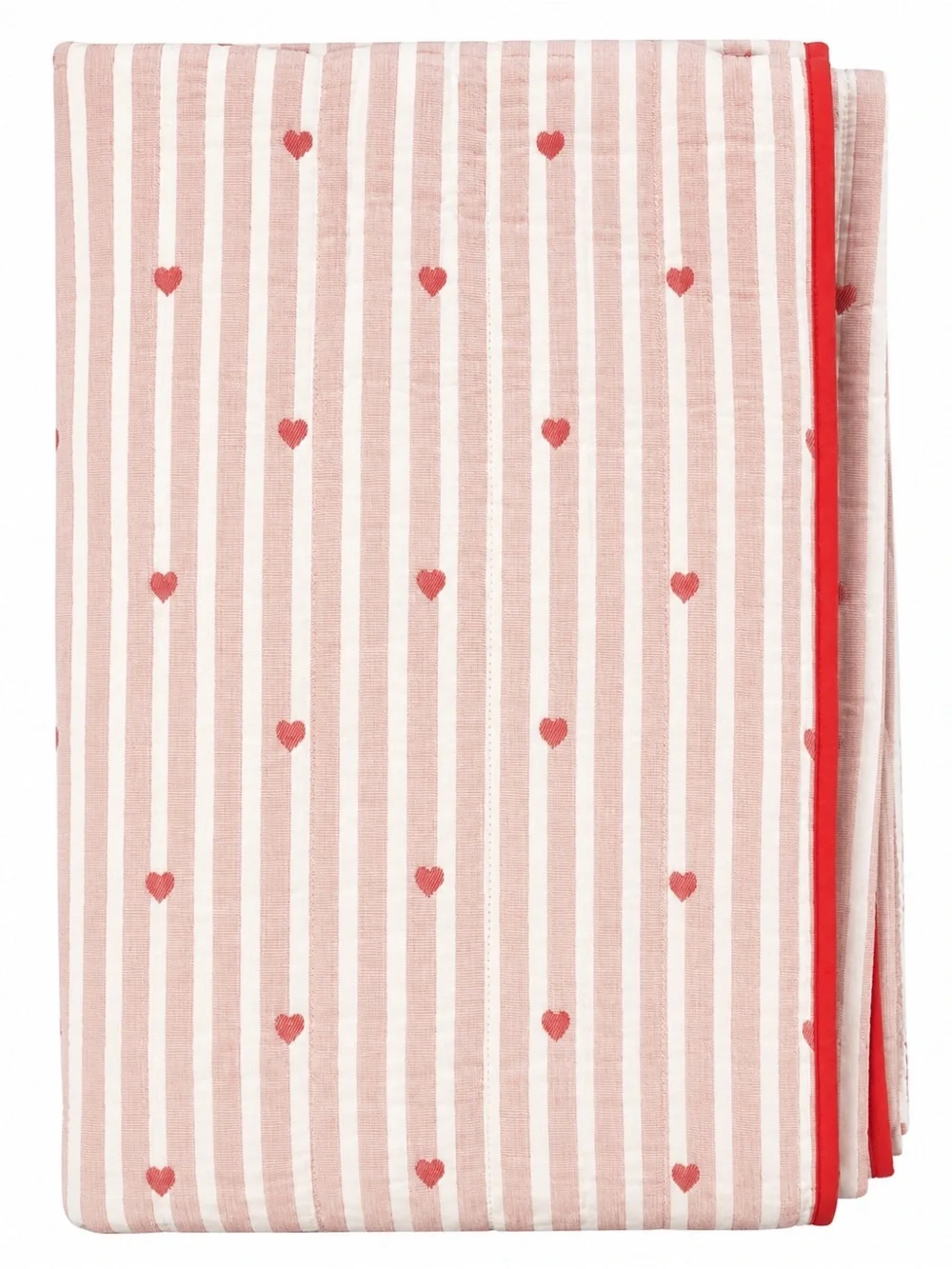Pillowfort Patisserie Heart Stripe Twin Quilt Set Pink White NEW
